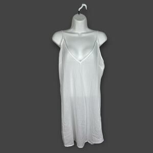 RAGA white sheer gauzy tank slip short dress nightgown sleep dress Large